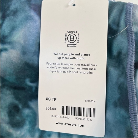 ATHLETA Conscious Crop Printed Bra A-C, Solarize Chrome Blue NWT - Picture 3 of 12